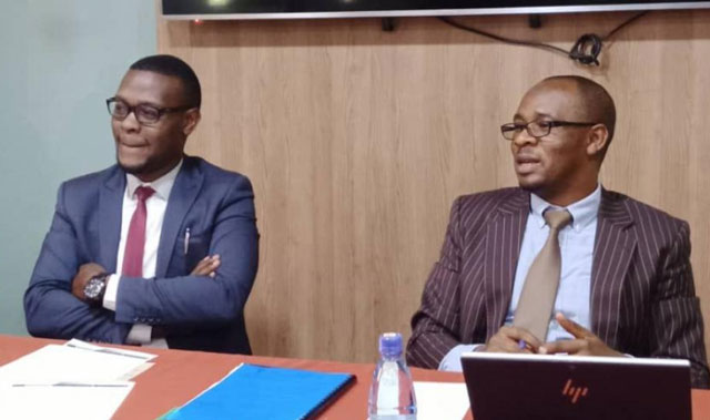 Lawyers Petition Constitutional Court on Compulsory Land Acquisition: The Petitioners Lawyers Kevin Bakulumpagi and Frank Tumusiime addressing journalists.