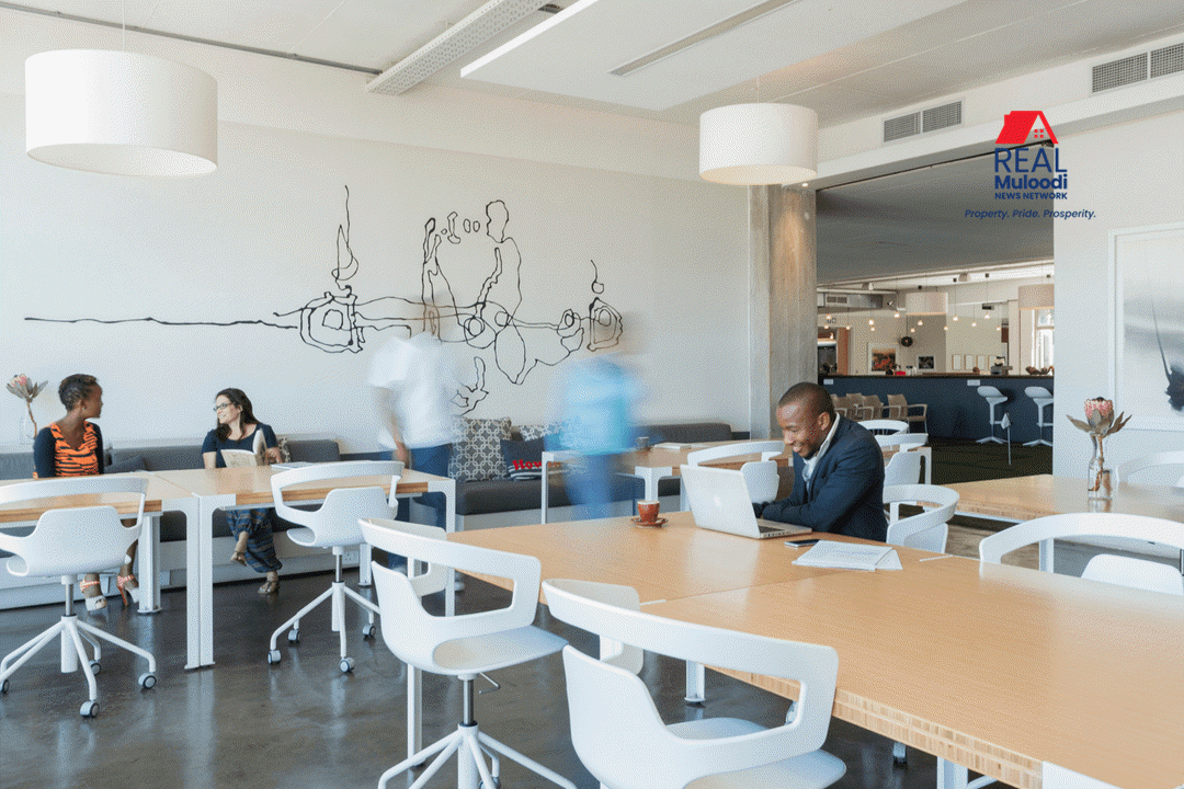 A co-working office space in Johannesburg; one example of how real estate businesses are moving toward a service-oriented future.