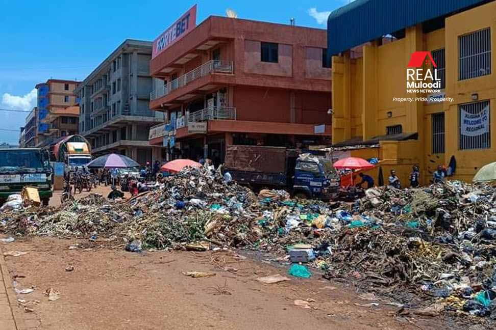 Garbage that had accumulated around Jinja Central Market in September, 2022.