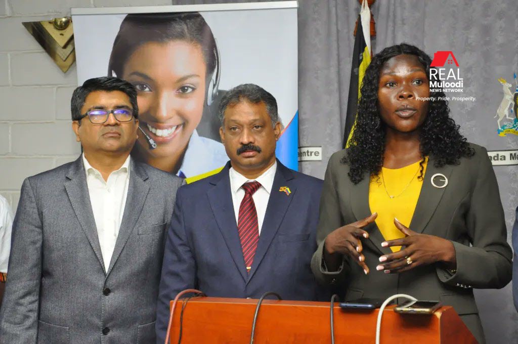 Investment Minister Evelyn Anite with members of India Association of Uganda at a press conference in Kampala on Tuesday, March 14, 2023 discussing the Hoima Industrial Park.